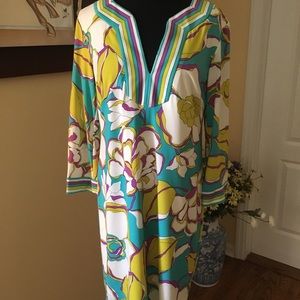 Trina Turk psychedelic dress with 3/4 sleeves